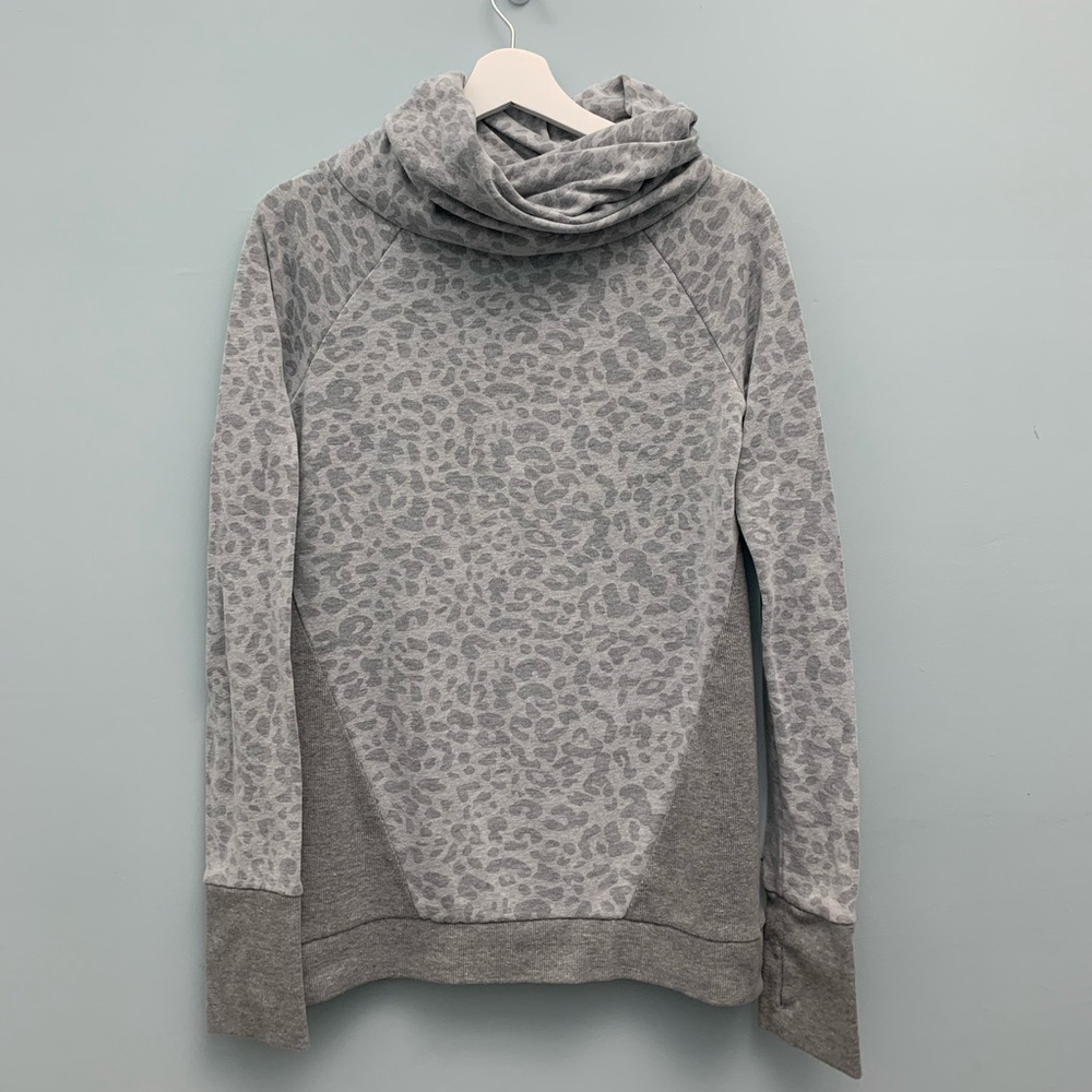 Grey Cheetah Print Sweater Top